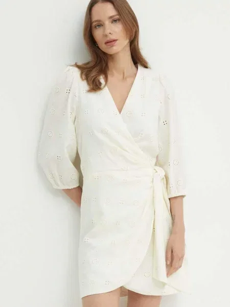 Pepe Jeans rochie din in DASHA mini evazati bej