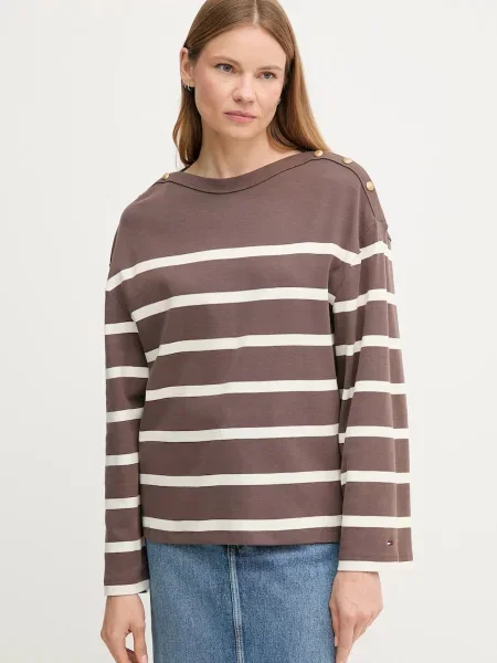 Majica z dolgimi rokavi Tommy Hilfiger rjava