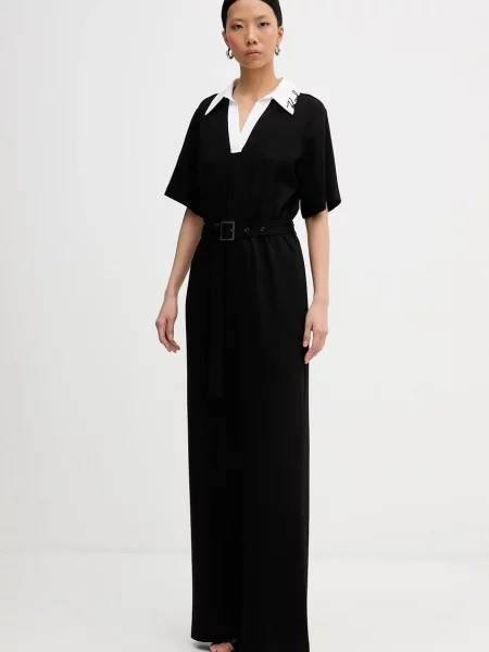 Karl Lagerfeld kombinezon SIGNATURE z kołnierzykiemm czarny