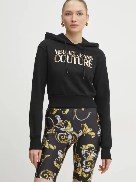 Versace Jeans Couture hanorac de femei cu glugă cu imprimeu negru