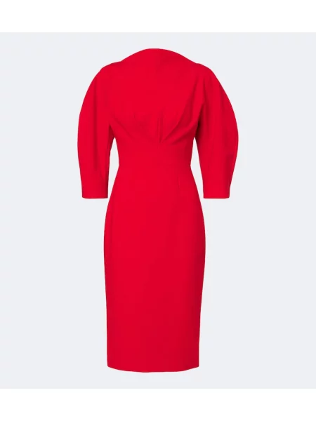 Rochie de cocktail Carolina Herrera de lână drapată roșu