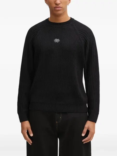 Pulover Filling Pieces cu broderie negru