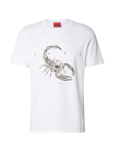 HUGO Tricou Discorb gri taupe / pământiu alb