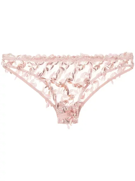 Svilene gaćice Gilda & Pearl s vezom ružičasta
