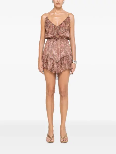 Rochie mini Nissa de mătase cu model floral cu imagine roz