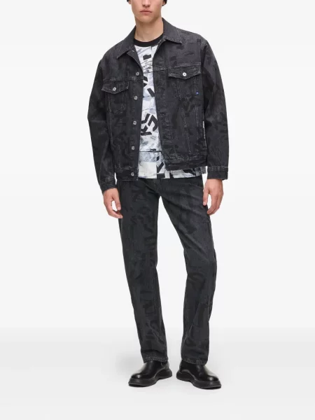 Blugi Karl Lagerfeld Jeans cu imagine negru