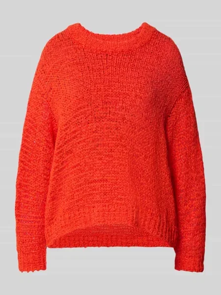 Sweter z dzianiny z prążkowanymi wykończeniami model ‘CALA’ Staud pomarańczowy