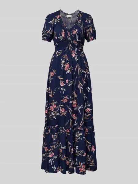 Długa sukienka z dekoltem w serek Apricot