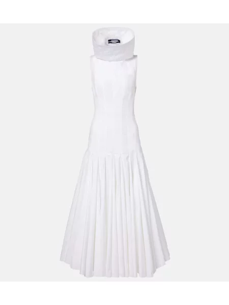 Rochie midi Jacquemus până la genunchi din poplin de costum alb