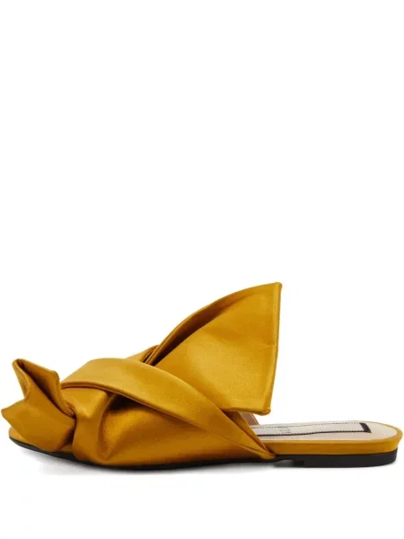 Papuci tip mules N°21 din satin fără toc galben