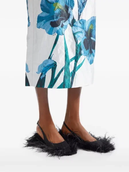 Fustă midi Erdem cu model floral cu imagine alb