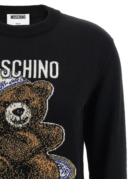 Pulover Moschino cu decolteu rotund teddy negru