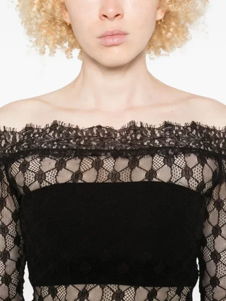 Top Isabel Marant cu model floral din dantelă negru