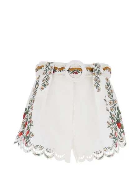 Pantaloni scurți Farm Rio cu model floral cu imagine alb