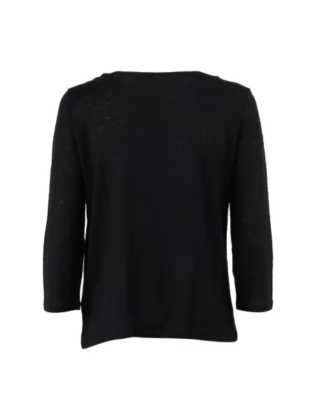 Sweter Majestic Filatures z dekoltem w łódkę czarny