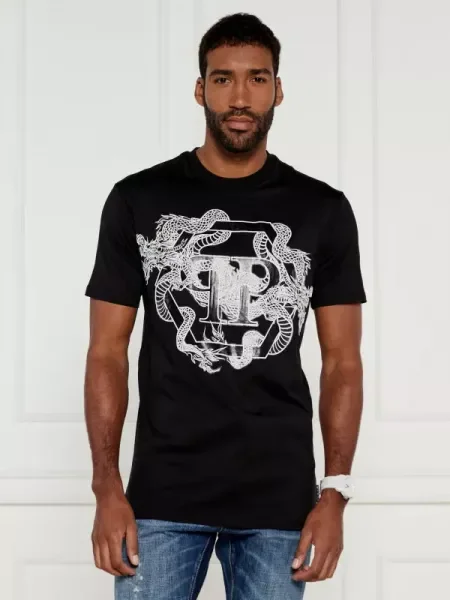 Philipp Plein Póló Dragon Hexagon fekete