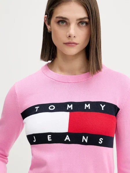 Tommy Jeans пуловер дамски от розово
