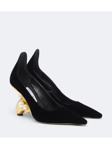 Pantofi cu toc Jimmy Choo de catifea negru