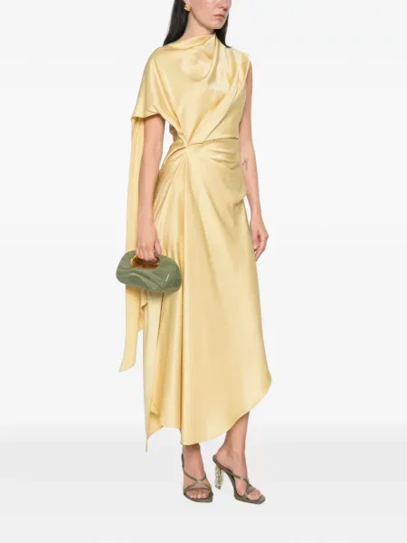 Rochie De La Vali asimetrică drapată galben