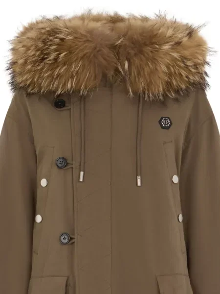 Geacă parka Philipp Plein cu blană verde