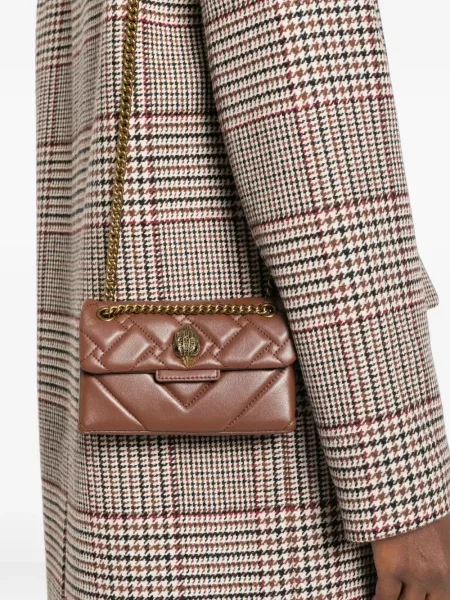 Δερμάτινη καπιτονέ τσάντα Kurt Geiger London καφέ