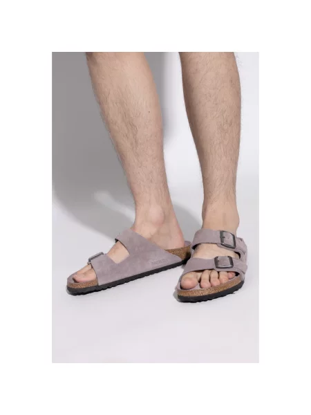 Klapki Birkenstock skórzane fioletowe