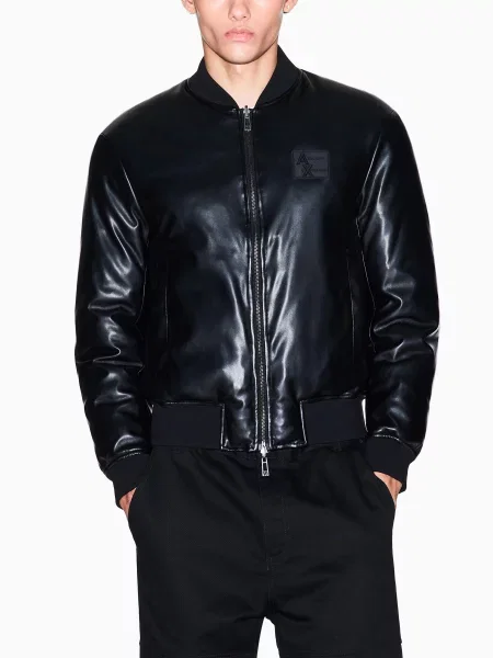 Шкіряна куртка Armani Exchange чорний