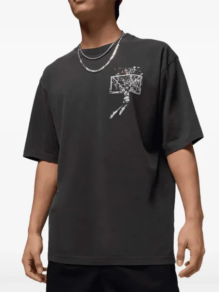 Tricou Nike din piele cu broderie negru