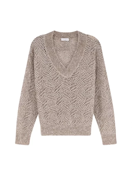 Sweter Brunello Cucinelli brązowy