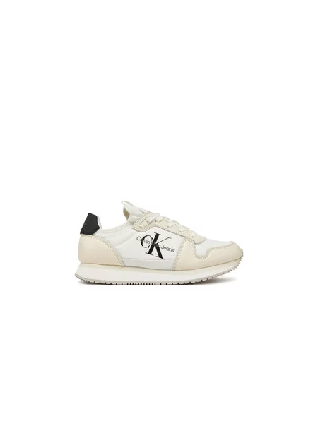 Calvin Klein Jeans Sneakersy Runner Sock Laceup Ml Lth bílá