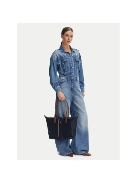 Tommy Hilfiger Дамска чанта Popette Tote Corp Тъмносин