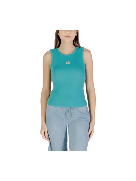 Dzianinowy top Calvin Klein Jeans niebieski