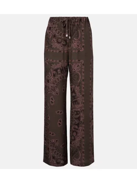 Pantaloni The Attico de lână cu imagine verde