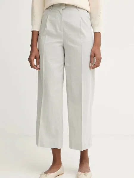 United Colors of Benetton spodnie z lnem zielone