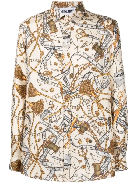 Cămașă Moschino de mătase cu imagine