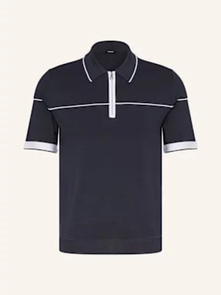 Reiss Úpletová Polokošile Bradford tmavě modrá bílá