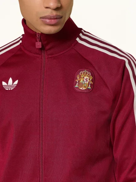 Adidas Tréninková Bunda Spanien Originals tmavě červená / bílá žlutá
