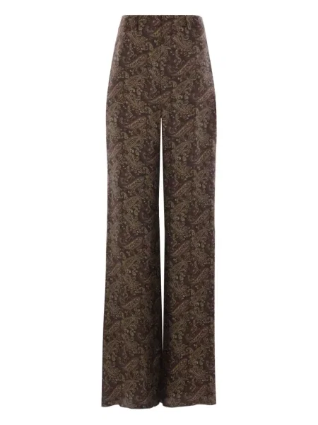 Jedwabne spodnie Saint Laurent brązowe