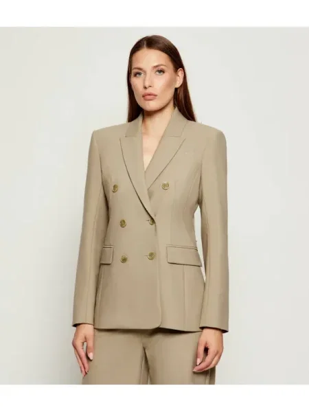 Patrizia Pepe Sacou cu adaos de lână bej