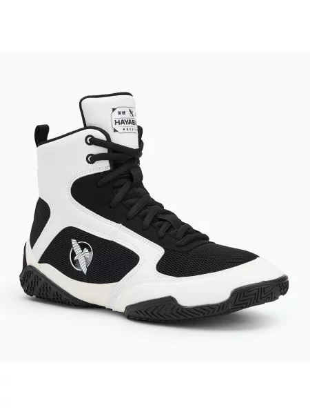 Încălțăminte de box pentru bărbați Hayabusa Pro Boxing black white alb