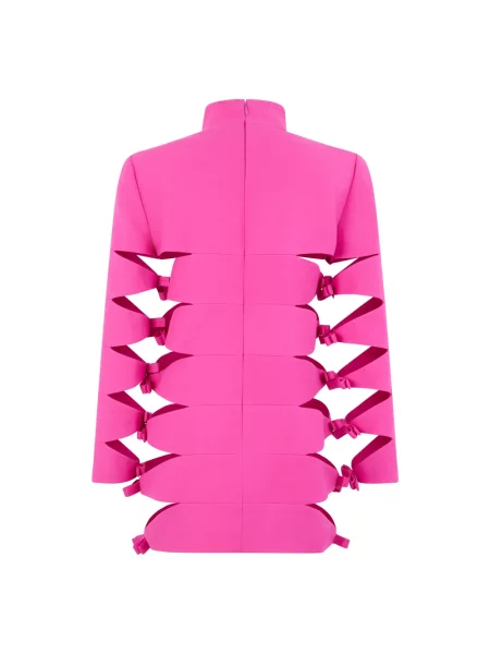 Lniana sukienka mini Valentino Garavani fioletowa
