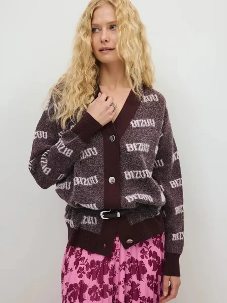 BIZUU cardigan pentru femei cu vâscoză MYLES maro