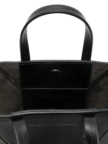 Кожена кожена чанта Brunello Cucinelli бяло
