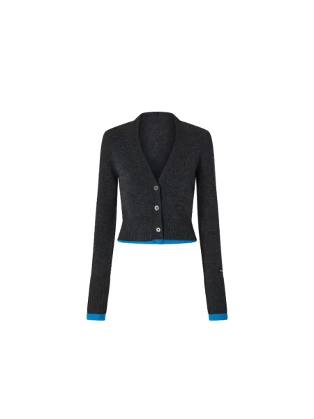 Krótki kardigan Pinko z kaszmiru z dekoltem w serek szary