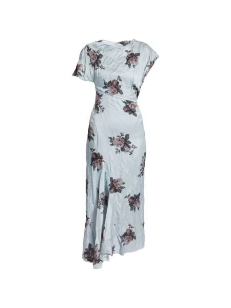 Rochie midi Erdem cu model floral cu imagine asimetrică albastru