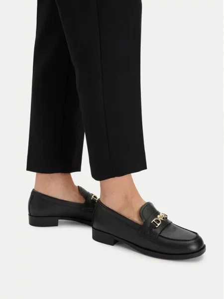Love Moschino bőr mokaszin lapos talpú fekete