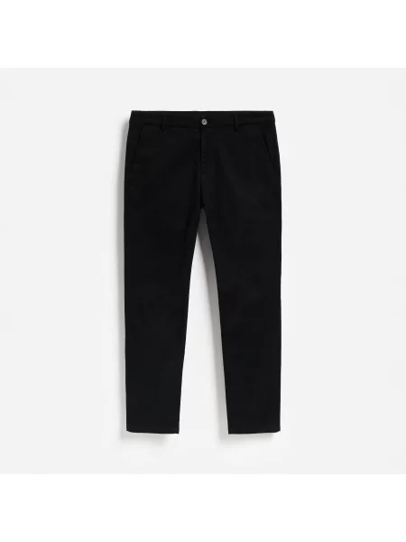 Reserved Slim fit kalhoty s mikro vzorem černý