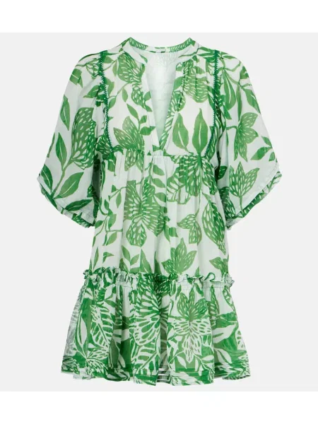 Rochie Poupette St Barth cu model floral verde