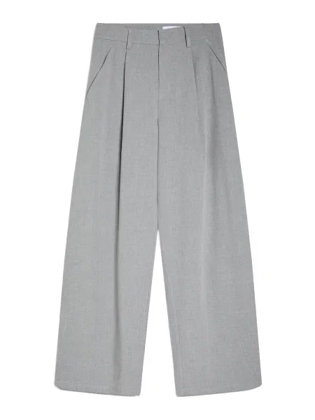 Bershka Hlače z naborki svetlo siva