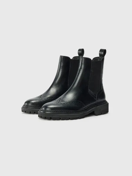 Gant ghete chelsea de piele Ivyhill cu plat negru